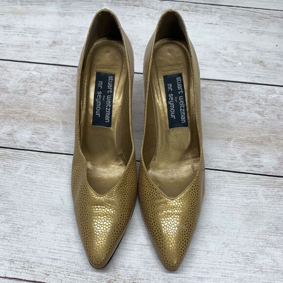 Stuart Weitzman for Mr. Seymour Gold Vintage High Heels Size 7.5 N - Picture 8 of 10